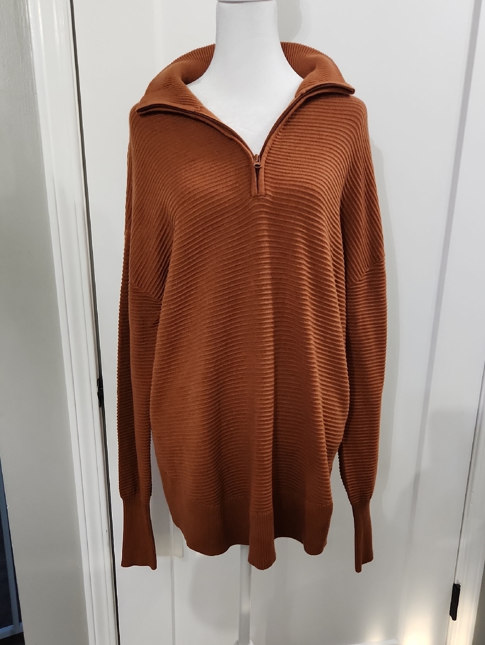 Long Length Tunic Quarter Zip Sweater